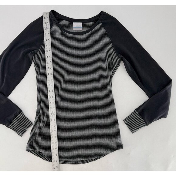 Columbia Cascade George Black &‎ Gray Waffle Knit Long Sleeve Crew Shirt Sz M - Picture 8 of 9